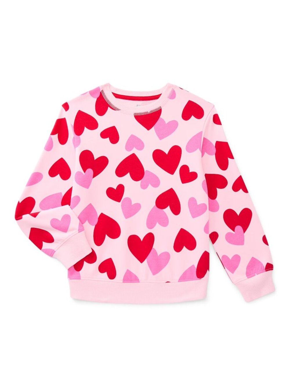 Unworn Girls Love Heart Valentine's Day Long-Sleeve Graphic Fleece Sweatshirt